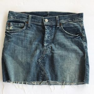 7 For All Mankind Blue Denim Skirt